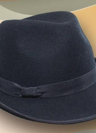 Чоловіча чорна капелюх з фетру федора маленькі поля 5.5 см розмір 56-57 582 фото