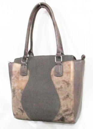 Жіноча сумка триколірна в коричневих відтінках1 фото