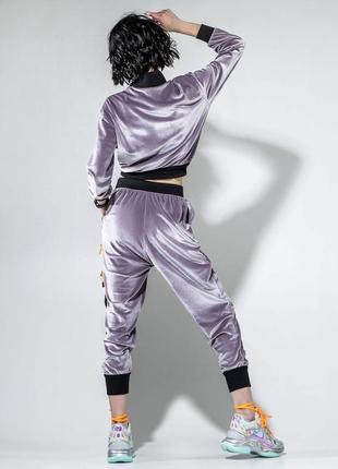 Спортивный молодежный костюм из велюра размеры: s/m, l/x l серый4 фото
