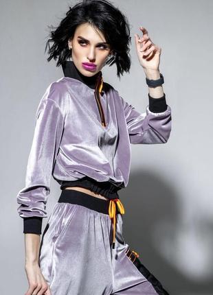Спортивный молодежный костюм из велюра размеры: s/m, l/x l серый6 фото