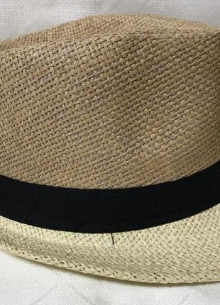 Шляпа чёрно-белая летняя федора из соломки3 фото