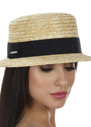 Жіноча літнє капелюх канотьє пшеничне соломка 6 см