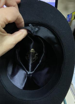 Классическая чёрная мужская фетровая  шляпа  поля 6,7 см размер 57  58 см3 фото