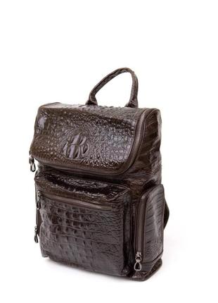 Кожаный рюкзак под рептилию коричневый6 фото