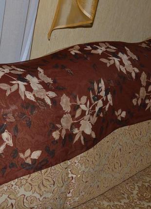 Легкий повітряний брендовий шарф next коричневий в квітковий принт made in italy4 фото