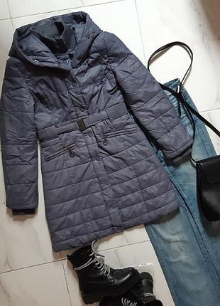 Стеганное пальто тепла довга куртка сіра тепла курточка парку напів-пальто пальто з капюшоном s