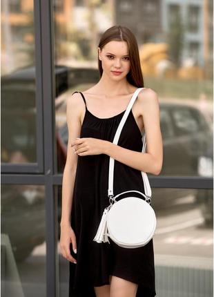 Женская сумка круглая белая экокожа4 фото