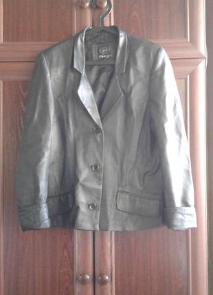 Черный женский укороченный кожаный пиджак, жакет ,куртка натуральная huaiya батал нюансы1 фото