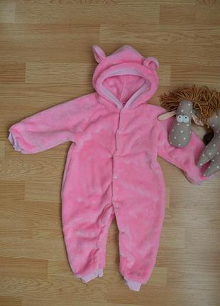 Теплый плюшевый человечек ромпер 9-12мес