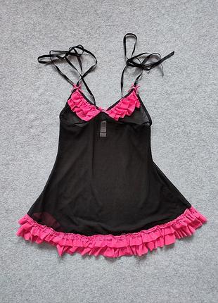 Еротичний чорний пеньюар baci lingerie