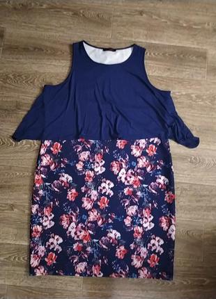 Батал большой размер шикарное платье в цветочек плаття