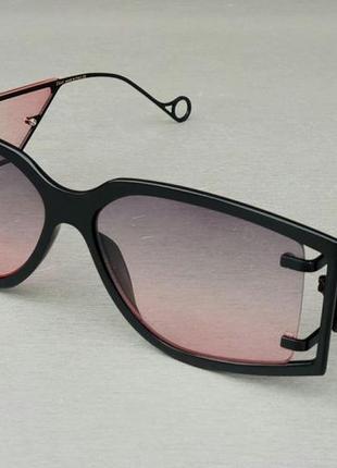 Christian dior очень стильные женские солнцезащитные очки серо розовый градиент в черном металле1 фото