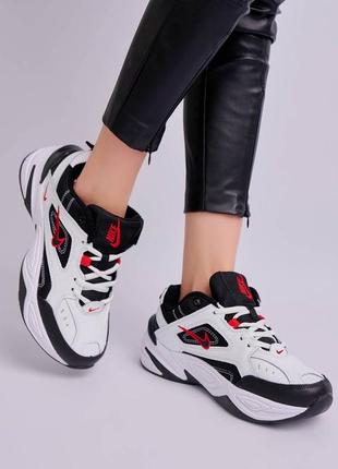 Nike m2k tekno white black red брендові жіночі кросівки найк білі тренд весна літо осінь жіночі чорно білі кросівки демісезон