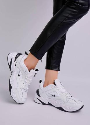 Nike m2k tekno white black брендовые женские белые кроссовки найк тренд весна лето осень жіночі модні білі кросівки