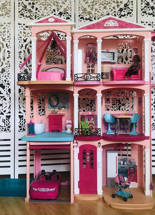 Триповерховий будинок мрії для ляльок барбі з меблями - barbie dreamhouse1 фото