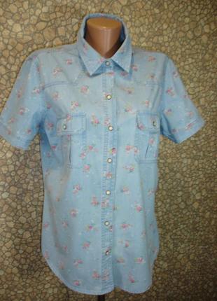 Джинсовая рубашка в цветы с накладными карманами " franco callegari" 48-50 р индонезия