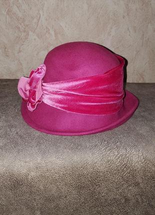 Винтажная фетровая шляпа цвета фуксии millinery англия фуксия шерсть винтаж ретро vintage