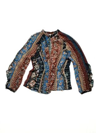 Zara блуза комбинированная с объемными длинными рукавами р м