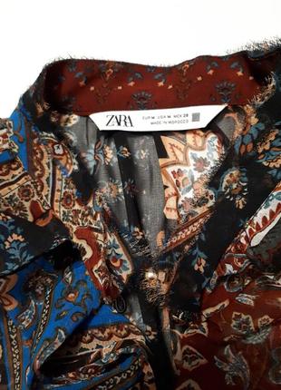 Zara блуза комбинированная с объемными длинными рукавами р м2 фото