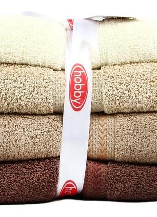 Набір якісних рушників 4 штуки rainbow kahve 50 * 90