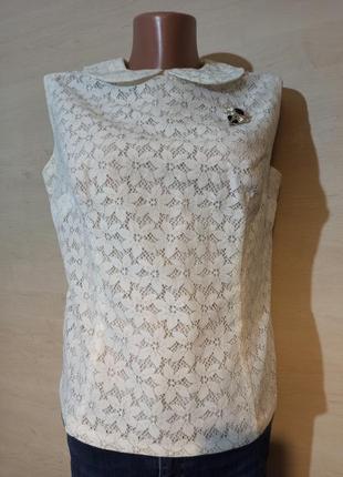 Винтажная  гипюровая блуза с серебристой люрексовой нитью а- ля 70 -е2 фото