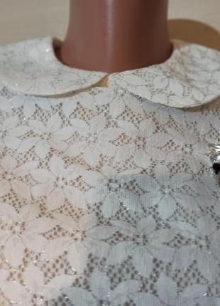 Винтажная  гипюровая блуза с серебристой люрексовой нитью а- ля 70 -е4 фото