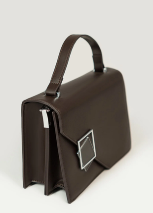 Каркасная прямоугольная деловая кожаная сумка кросс-боди через плечо4 фото