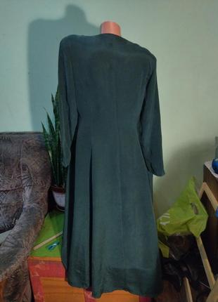 Очень красивое платье зелёного бутылочного цвета из стопроцентного шёлка2 фото