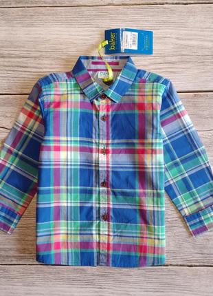 Нарядна модна кольорова сорочка з довгим рукавом baker у клітину на хлопчика 12-18 місяців