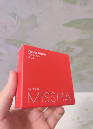 Тональний крем-кушон missha velvet finish cushion spf50+/pa+++, оттенок №233 фото