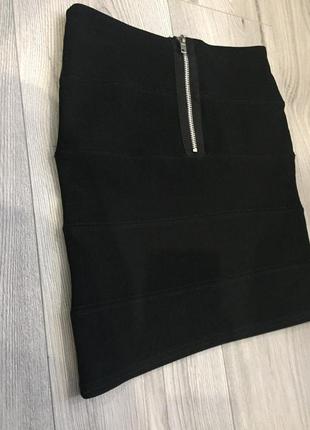 Черная бандажная юбка/ мини юбка/ нарядная юбочка1 фото