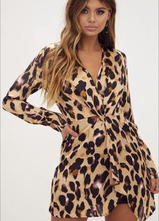 Леопардовое сатиновое платье