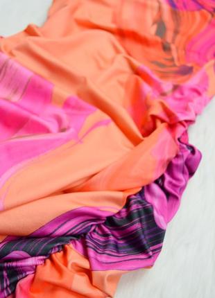 Платье яркое с разводами драпировкой мини оранжевая / сукня міні з драпіровкою актуальне5 фото