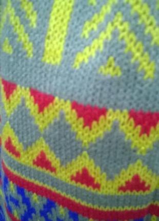 Яркий многоцветный  шарф  с этническим  рисунком2 фото
