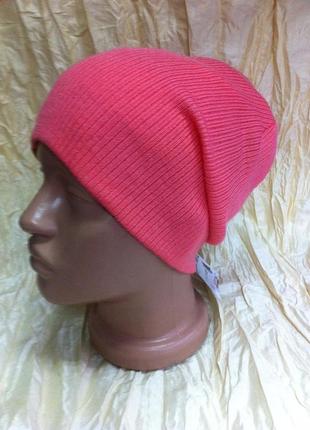 Спортивная шапка двусторонняя  двойной вязки   унисекс цвет  малиновый + розовый4 фото