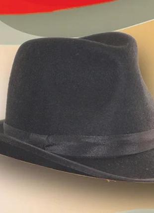 Фетровая мужская шляпа поля  6 см цвет черный 56 57 58 59