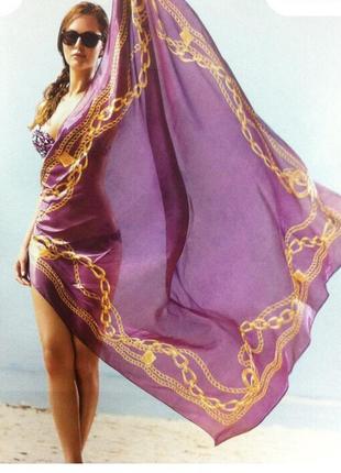 Яркое фиолетовое парео-платок 150 см8 фото