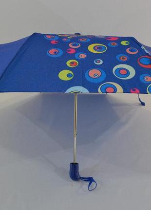 Женский  зонт на 8 спиц  полуавтомат цвет синий с рисунком3 фото