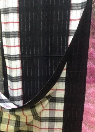 Кашемировый двухсторонний  шарф в клетку  цвет черный с белым3 фото