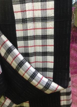 Кашемировый двухсторонний  шарф в клетку  цвет черный с белым2 фото