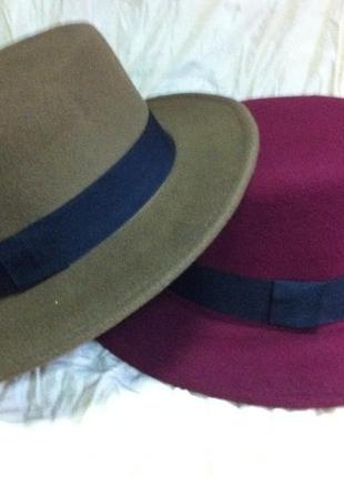 Шляпа канотье коричневая серая и бежевая  поля 5.5 см