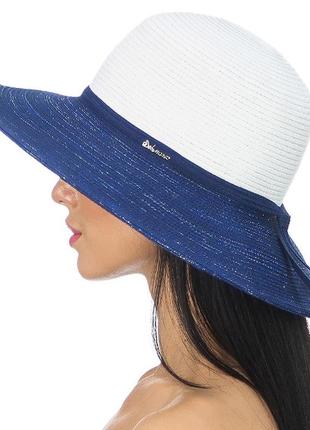 Річна крислатий капелюх колір білий з синіми полями1 фото