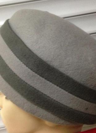 Фетровий жіноча шапка таблетка чалма польща тільки сірий колір4 фото