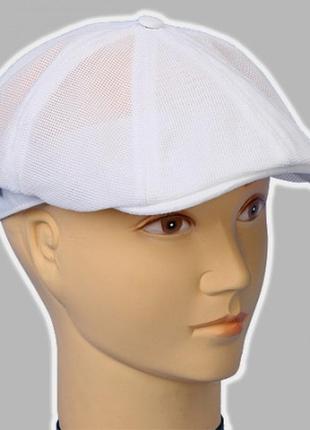 Белая мужская кепка льняная восьмиклинка размер  56 и  60