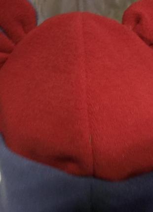 Червона з сірим шапочка з вушками для дівчаток від пів року до 2 років2 фото