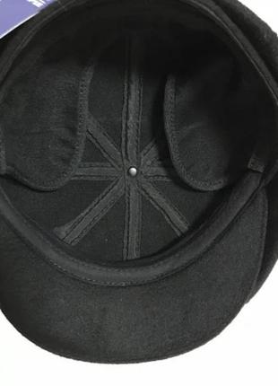 Чорна чоловіча кепка хуліганка восьмиклинка з кашеміру 602 фото