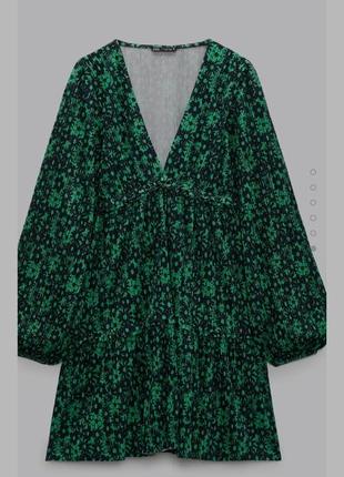 Сукня в зелений квітковий принт zara 20225 фото