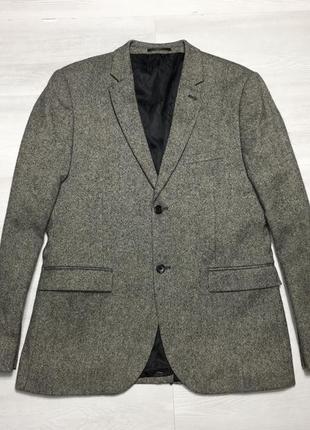 Фирменный шерстяной мужской серый пиджак жакет блейзер topman оригинал2 фото