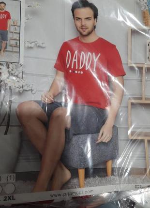 Pijamoni чоловічий домашній комплект футболка і шорти туреччина 100%бавовна