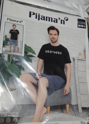 Pijamoni чоловічий домашній комплект футболка і шорти туреччина 100%бавовна